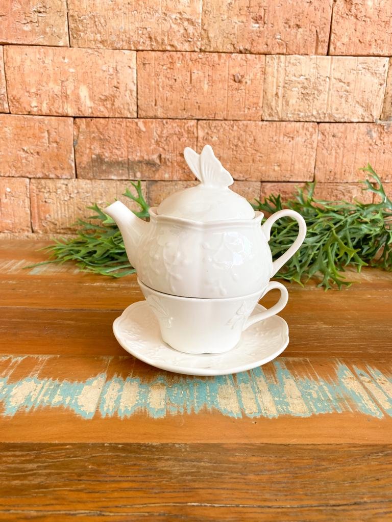 Jogo De Chá Porcelana Para Chá Fancy Branco - Ideal Lar